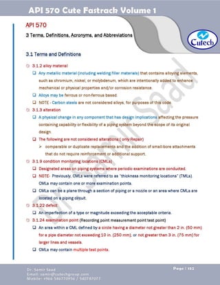 API 570 - Piping Inspector Fastrack- Volume 1-Dr. Samir Saad 