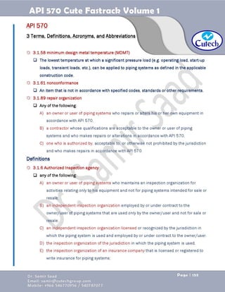 API 570 - Piping Inspector Fastrack- Volume 1-Dr. Samir Saad 