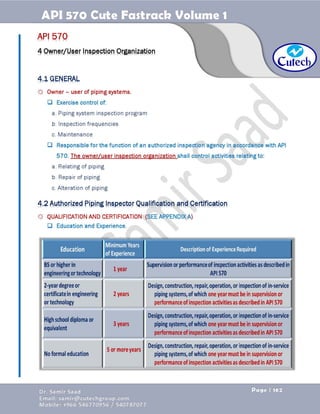 API 570 - Piping Inspector Fastrack- Volume 1-Dr. Samir Saad 