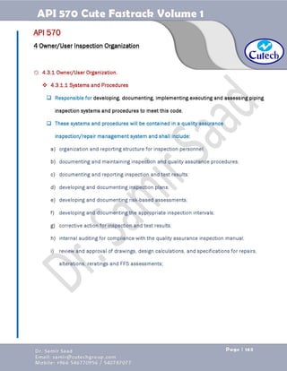 API 570 - Piping Inspector Fastrack- Volume 1-Dr. Samir Saad 
