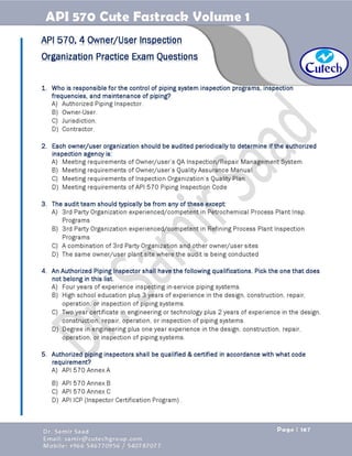 API 570 - Piping Inspector Fastrack- Volume 1-Dr. Samir Saad 