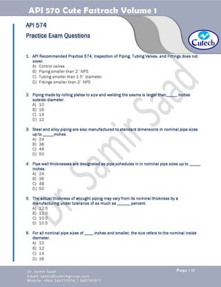 API 570 - Piping Inspector Fastrack- Volume 1-Dr. Samir Saad 