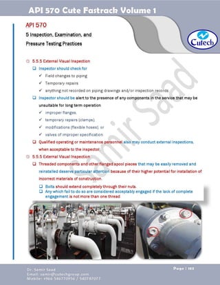 API 570 - Piping Inspector Fastrack- Volume 1-Dr. Samir Saad 