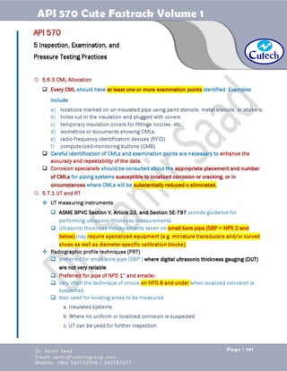 API 570 - Piping Inspector Fastrack- Volume 1-Dr. Samir Saad 