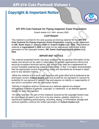 API 570 - Piping Inspector Fastrack- Volume 1-Dr. Samir Saad 