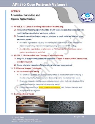 API 570 - Piping Inspector Fastrack- Volume 1-Dr. Samir Saad 