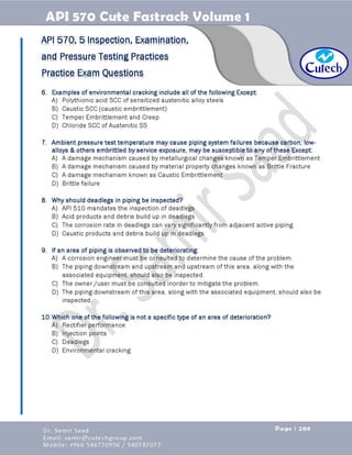 API 570 - Piping Inspector Fastrack- Volume 1-Dr. Samir Saad 