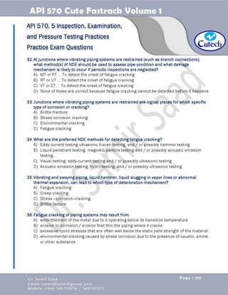 API 570 - Piping Inspector Fastrack- Volume 1-Dr. Samir Saad 