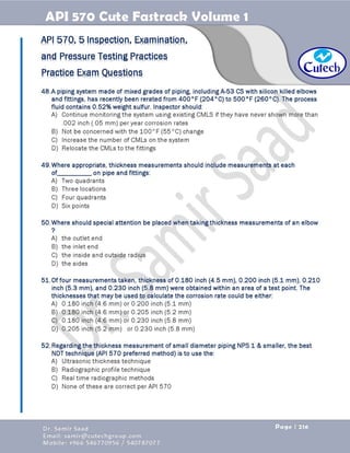 API 570 - Piping Inspector Fastrack- Volume 1-Dr. Samir Saad 