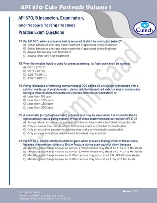 API 570 - Piping Inspector Fastrack- Volume 1-Dr. Samir Saad 