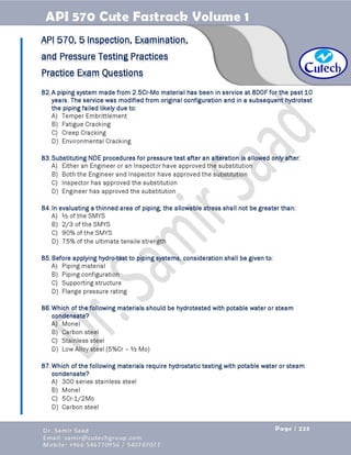 API 570 - Piping Inspector Fastrack- Volume 1-Dr. Samir Saad 
