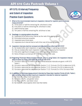 API 570 - Piping Inspector Fastrack- Volume 1-Dr. Samir Saad 