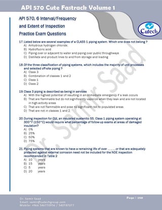 API 570 - Piping Inspector Fastrack- Volume 1-Dr. Samir Saad 