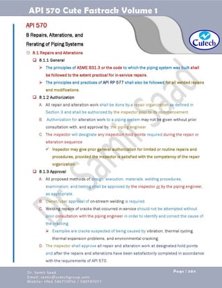 API 570 - Piping Inspector Fastrack- Volume 1-Dr. Samir Saad 