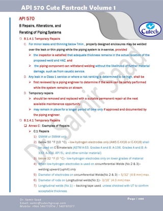 API 570 - Piping Inspector Fastrack- Volume 1-Dr. Samir Saad 