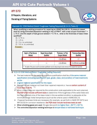 API 570 - Piping Inspector Fastrack- Volume 1-Dr. Samir Saad 