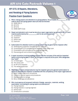 API 570 - Piping Inspector Fastrack- Volume 1-Dr. Samir Saad 