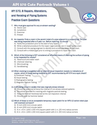 API 570 - Piping Inspector Fastrack- Volume 1-Dr. Samir Saad 