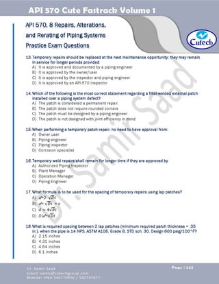 API 570 - Piping Inspector Fastrack- Volume 1-Dr. Samir Saad 