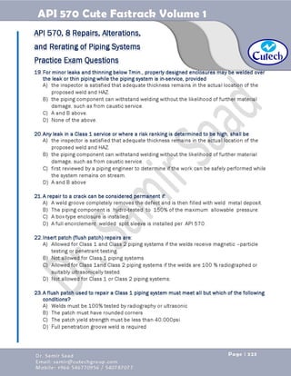 API 570 - Piping Inspector Fastrack- Volume 1-Dr. Samir Saad 