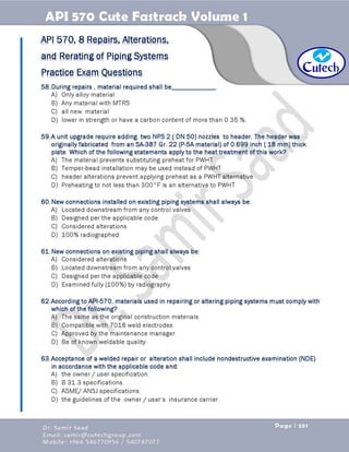 API 570 - Piping Inspector Fastrack- Volume 1-Dr. Samir Saad 