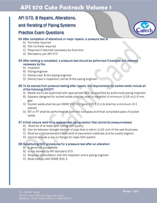API 570 - Piping Inspector Fastrack- Volume 1-Dr. Samir Saad 