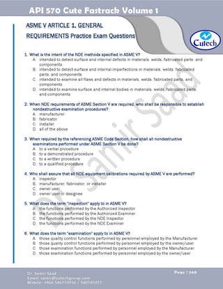 API 570 - Piping Inspector Fastrack- Volume 1-Dr. Samir Saad 