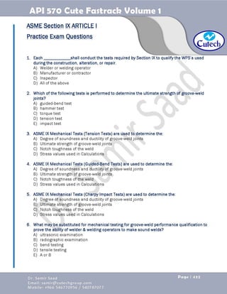 API 570 - Piping Inspector Fastrack- Volume 1-Dr. Samir Saad 