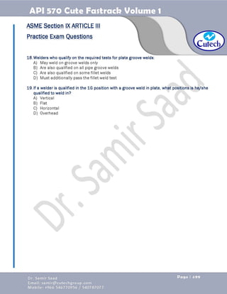 API 570 - Piping Inspector Fastrack- Volume 1-Dr. Samir Saad 