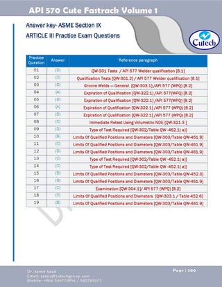 API 570 - Piping Inspector Fastrack- Volume 1-Dr. Samir Saad 