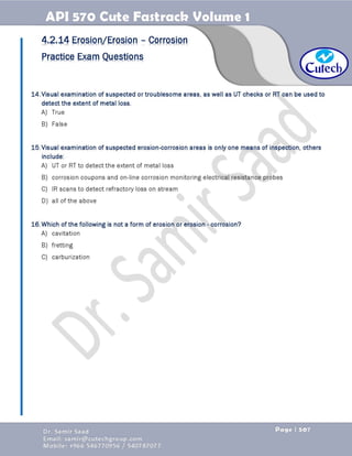 API 570 - Piping Inspector Fastrack- Volume 1-Dr. Samir Saad 