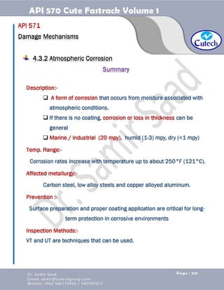 API 570 - Piping Inspector Fastrack- Volume 1-Dr. Samir Saad 