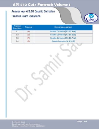 API 570 - Piping Inspector Fastrack- Volume 1-Dr. Samir Saad 