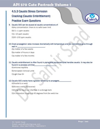 API 570 - Piping Inspector Fastrack- Volume 1-Dr. Samir Saad 