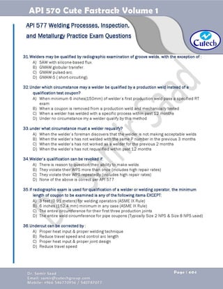 API 570 - Piping Inspector Fastrack- Volume 1-Dr. Samir Saad 