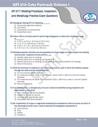API 570 - Piping Inspector Fastrack- Volume 1-Dr. Samir Saad 