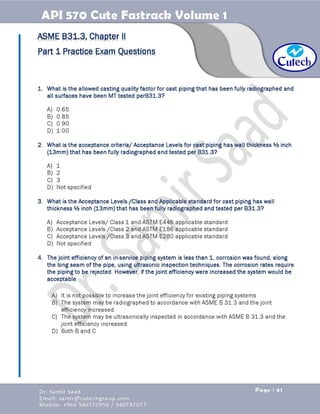API 570 - Piping Inspector Fastrack- Volume 1-Dr. Samir Saad 