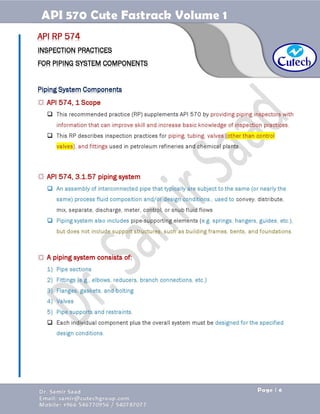 API 570 - Piping Inspector Fastrack- Volume 1-Dr. Samir Saad 