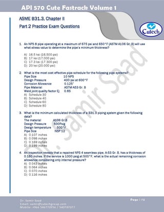 API 570 - Piping Inspector Fastrack- Volume 1-Dr. Samir Saad 