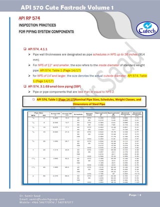 API 570 - Piping Inspector Fastrack- Volume 1-Dr. Samir Saad 