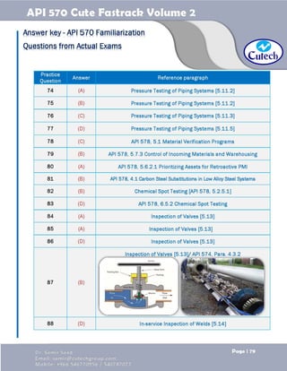 API 570 - Piping Inspector Fastrack- Volume 2-Dr. Samir Saad | PDF