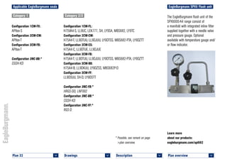 Plan overview 	
<
Learn more
about our products:
eagleburgmann.com/api682
* Possible, see remark on page
>plan overview.
Applicable EagleBurgmann seals
Category 1
Configuration 1CW-FX:
APItex-S
Configuration 2CW-CW:
APItex-T
Configuration 3CW-FB:
APItex-T
Configuration 3NC-BB:*
CGSH-KD
Category 2/3
Configuration 1CW-FL:
H75VA4-S, LL9UC, LEK777, SH, LY9SA, MBS682, LY9TC
Configuration 2CW-CW:
H75A4-T, LL9DTUU, LL9DJUU, LY9DTSS, MBS682-PTA, LY9DZTT
Configuration 2CW-CS:
H75A4-C, LL9DTUE, LL9DJUE
Configuration 3CW-FB:
H75A4-T, LL9DTUU, LL9DJUU, LY9DTSS, MBS682-PTA, LY9DZTT
Configuration 3CW-BB:
H75A4-B, LL9DKUU, LY9DZSS, MBS682P-D
Configuration 3CW-FF:
LL9DSUU, SH-D, LY9DSTT
Configuration 3NC-FB:*
HRGS-DD, LNF992
Configuration 3NC-BB:*
CGSH-KD
Configuration 3NC-FF:*
RGS-D
EagleBurgmann SPX6 Flush unit
The EagleBurgmann flush unit of the
SPX6000-A4 range consist of
a manifold with integrated inline filter
supplied together with a needle valve
and pressure gauge. Optional
available with temperature gauge and/
or flow indicator.
Plan 32	
<
Description 	
<
Drawings 	
<
 