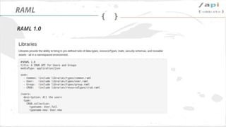 Síguenos en @apiaddicts
RAML 1.0
RAML
 