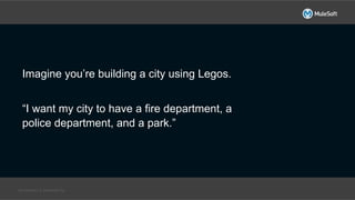 All contents © MuleSoft Inc.
Imagine you’re building a city using Legos.
“I want my city to have a fire department, a
police department, and a park.”
 