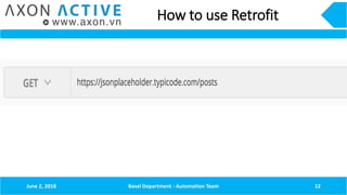 How to use Retrofit
June 2, 2018 Basel Department - Automation Team 12
 
