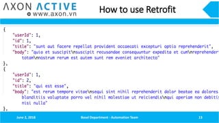 How to use Retrofit
June 2, 2018 Basel Department - Automation Team 13
 