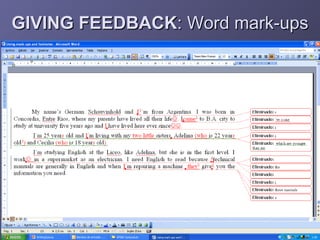 GIVING FEEDBACK: Word mark-ups
 
