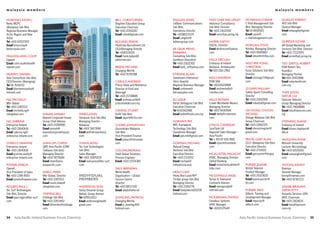 malaysia members                                                                                                                                                                                           malaysia members


moroNey, keViN J                                                                       Bell, CHristopHer            eNglisH, JoHN               HoH CHee wai, lesley           mCmaNus,CoNor                 Quigley, kieraN
Kentz MEPC                                                                             Brighton Education Group     LeBlanc Communications      Aedumus Consultancy            C-Risk Management Sdn         AED Sdn Bhd
(Malaysia) Sdn Bhd                                                                     Executive Chairman           Sdn Bhd,                    Sdn Bhd, Director              Bhd, Managing Director        General Manager
Regional Business Manager,                                                             Tel +603 20932267            Operations Director         Tel +603 21632302              Tel 04 8900923                Email mkquigley@gmail.
Arctic Region and New                                                                  Email c4bell@gmail.com       Tel +60380231179            Email iumc@po.jaring.my        Email conor@                  com
Areas                                                                                                               Email j.english@                                           c-riskmanagement.com
Tel +603 62037300                                                                      BolaNd, fraNk                leblancgroup.com            kaiser, katHy                                                QuresHi, azHar
Email kmoroney@                                                                        PilotCrew Recruitment Ltd                                DGESL, Director                morgaN, steVe                 AR Global Marketing and
kentzrussia.com                                                                        CEO/Managing Director        er geuk meNg,               Email kkskincare@yahoo.        Nitritex, Managing Director   Services Sdn Bhd, Director
                                                                                       Tel +6583115019              BarBara                     com                            Tel +603 55693857             Tel +603 77223970
mulHollaNd, Colm                                                                       Email frank.boland@          Consulting Sdn Bhd,                                        Email steve@nitritex.com      Email aznie@pd.jaring.my
Openet                                                                                 pilotcrew.com                Synthesis Education         kelly, deClaN
Email colm.mulholland@                                                                                              Tel +603 21632302           Embassy of Ireland             Ngo pek foNg,                 teo (dato), roBert
openet.com                                                                             BreeN, miCHael               Email barb_er@yahoo.com     Malaysia, Ambassador           CHristiNa                     RSM Robert Teo,
                                                                                       Changing Worlds                                          Tel 603 2161 2963              Furze Solutions Sdn Bhd       Kuan&Lo
murpHy, damieN                                                                         Tel +603 91797288            etieNNe, alaiN                                             Director                      Managing Partner
Vast Consortium Sdn Bhd,                                                                                            Seestream (Vietnam)/        kelly, aNdrew                  Email chrisngo73@gmail.       Tel+603 26972888
CEO/Director (Managing)                                                                Carlile, aNdrew              Tetco Voxpilot              RSM SBA                        com                           Email roberteo@rsmi.
Tel 06 7634253                                                                         Prince Hotel and Residence   Regional Business Manager   Tel +60326102888                                             com.my
Email fdamienmurphy@                                                                   Director of Food and         Email a.etienne@            Email andrew.kelly@            o’leary, william
hotmail.com                                                                            Beverage                     tetcovoxpilot.com           rsmsba.com                     Safety Quest Consulting       tHim sooN,
                                                                                       Tel +603 21708888                                                                       Director                      datuk liu
Ng, miCHelle                                                                           Email andrew.carlile@        eu, leslie                  kelly, roNaN                   Tel +603 21442906             Dancom Telecom
Mbr Global                                                                             princehotelkl.com.my         Harta Serbaguna Sdn Bhd     Crown Worldwide Movers         Email mbadza@gmail.com        Group Managing Director
Tel +603 22870111                                                                                                   Executive Chairman          Managing Director                                            Tel +603 79668888
Email michelle.ng@                                                                     CaVeNs, stuart               Tel 60321622881             Tel +603 56369166              oH HoNg CHooN,                Email tsliu@dancom.com.
mbrglobal.com                 sHaari, amNaH              ward, JoHN                    KLKV Sdn Bhd                 Email leslie@hssb.com.my    Email rkelly@crownrelo.        miCHael                       my
                              Beyond Corporate House     Steripack Asia Sdn Bhd        Email stuart@kl-kv.com                                   com                            Vistage Malaysia Sdn Bhd
Ng, saBriNa                   Group Chief Advisor        Managing Director –                                        gorHam, pat                                                Group Chairman                stepHeNs, sHaNe
Enterprise Ireland            Tel +603 20789990          Malaysia                      Cleary, JoHNatHaN            MFE Framework               lyNCH, CameroN                 Tel +603 22842179             Embassy of Ireland
Tel +603 21640616             Email amnah@               Tel +603 31673596             Qucomhaps Malaysia           Technology Sdn Bhd          SureTank Ltd                   Email ohmorningstar@          Email shane.stephens@
Email sabrina.ng@             beyondcorporatehouse.      Email jw@steripackasia.       Sdn Bhd                      Operations Manager          Regional Sales Manager –       gmail.com                     dfa.ie
enterprise-ireland.com        com                        com                           Vice-President Finance       Email pat.mfe@gmail.com     Asia Pacific
                                                                                       Email jcleary@streamyx.                                  Tel + 353 87 659 2893          prior, gary alaN              VaugHaN, aNNe
o’reilly, graiNNe             sHaN lim, CHiew            yuNus, rosli                  com                          gormaN, miCHael             Email clynch@suretank.         CCLF (Malaysia) Sdn Bhd       Monash University
Enterprise Ireland            QMS Asia Pacific (CRM      Tec Surf Technologies                                      Natural Energy              com                            Executive Director            Lecturer Microbiology
Tel +603 21640616             Software Sdn bhd)          Sdn Bhd,                      ColliNs,padraig              Ventures Sdn Bhd                                           Tel +603 27119311             Tel +603 62030261
Email grainne.oreilly@        Managing Director          Sales Manager                 Shell Global Solutions       Executive Director          mCallister, malaCHy            Email garry.prior@iecgrp.     Email anevaughan@gmail.
enterprise-ireland.com        Tel +603 78778184          Tel +603 20870203             Process Engineer             Tel +603 27119311           HSBC, Managing Director        com                           com
                              Email shan@qms-            Email rosli.yunus@tec-surf.   Email +603 21704384          Email michael@              Global Banking
power, amelia                 asiapacific.com            com                                                        naturalcorp.asia            Email malachymcallister@       purser, JoaNie                woods, keNNy
Openet,                                                                                daly, BreNdaN                                            hsbc.com                       British Telecom               Roemax
Vice-President of Sales       sHiels, mark                                             World Health                 Healy, liam                                                Product Manager               General Manager
Tel +603 2289 8500            Mbr Global, Director       IndIvIdual                    Organisation – Global        Healy Macs pub/W.P          mCgoNigle, Nigel               Tel +603 20323620             kenny@roemex.com
Email amelia@openet.com       Tel +603 22870111          members                       Service Centre               Timber group Sdn Bhd        Turner & Townsend              Email joanie.purser@          Tel +603 92367213
                              Email mark.shiels@                                       Director                     Managing Director           Contracts Advisor              bt.com
rogers, paul J                mbrglobal.com              aNdersoN, roN                 Tel +603 88717100            Tel +603 21451778           Email njmcgonigle@                                           zaiNiB iBraHam,
Tec Surf Technologies                                    Serba Dinamki Group           Email dalyb@who.int          Email healysworld2020@      hotmail.com                    purser, max                   datiN etty
Sdn Bhd, Director             timmiNs, Bill              Behad, Group Advisor                                       hotmail.com                                                Alltech, Training and         Amanita Services SDN
Email paul.rogers@tec-surf.   Orbitage Sdn Bhd           Tel 0355113213                dowliNg, patriCia                                        mCkierNaN, fiNtaN              Development Manager           BHD, Chairman
com                           Tel +603 22871852          Email andersonglobal@         Changing Worlds                                          Omnibus Systems                Email mpurser@                Tel +603 21628215
                              Email btimmins@orbitage.   gmail.com                     Email p_dowling30@                                       APAC Manager                   alltech.com                   Email tsliu@dancom.
                              com                                                      hotmail.com                                              Tel +60321175140                                             com.my


34    Asia Pacific Ireland Business Forum Directory                                                                                                                        Asia Pacific Ireland Business Forum Directory              35
 