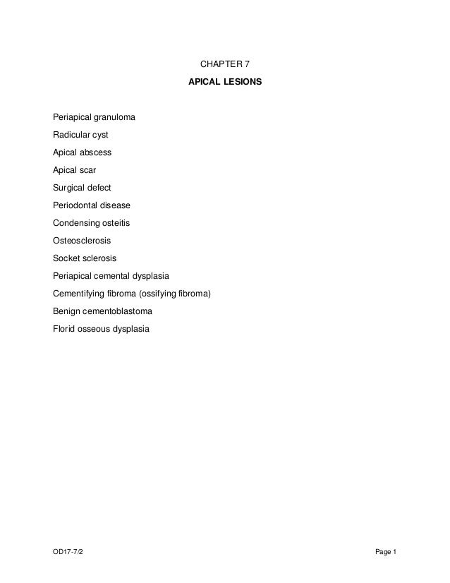 apical lesions in dentistry apical scar