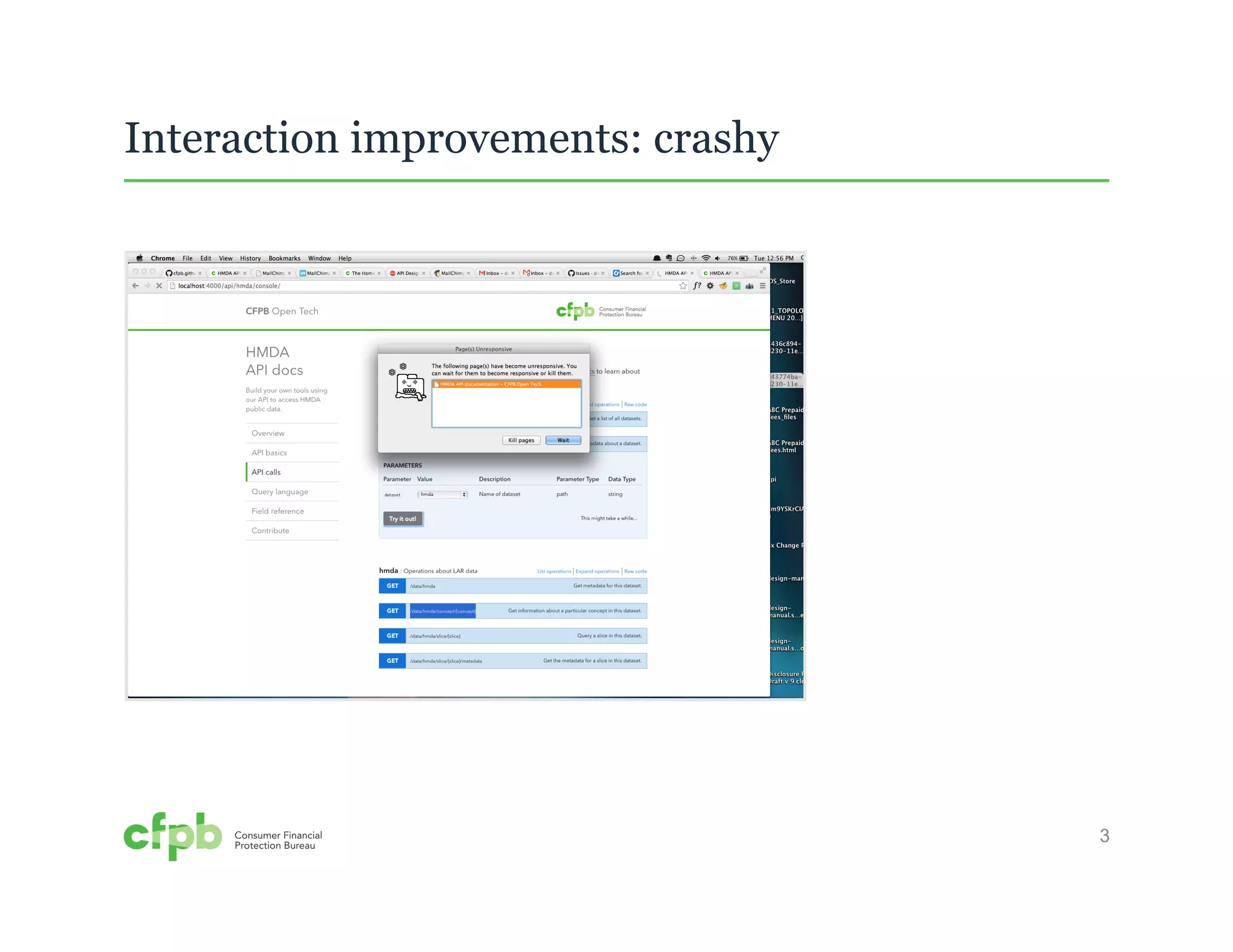 3 
Interaction improvements: crashy 
 